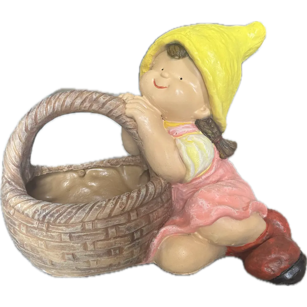 Садовая фигура 'Девочка с лукошком' из смолы 39×32×22 см 89411516 Santreyd STLM-1582575