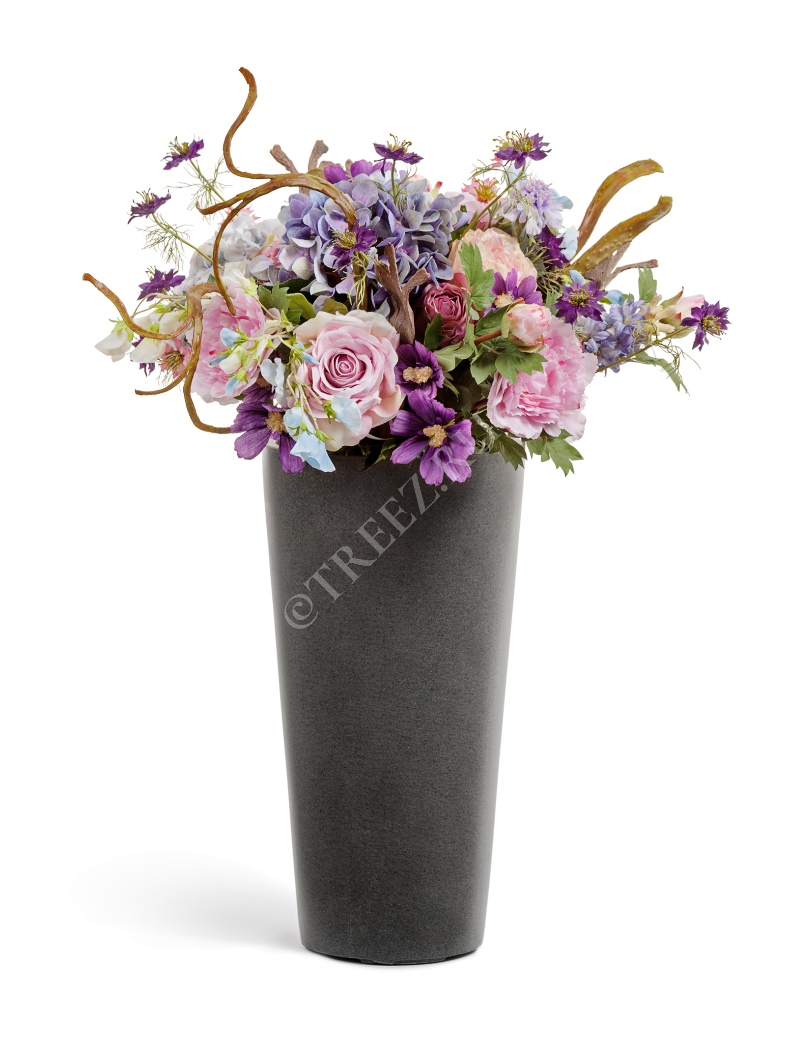 41.3319-02-020-GR-90 Кашпо  Effectory - серия Beton - Высокий конус - Тёмно-серый бетон Цветочная коллекция  - Вид №10