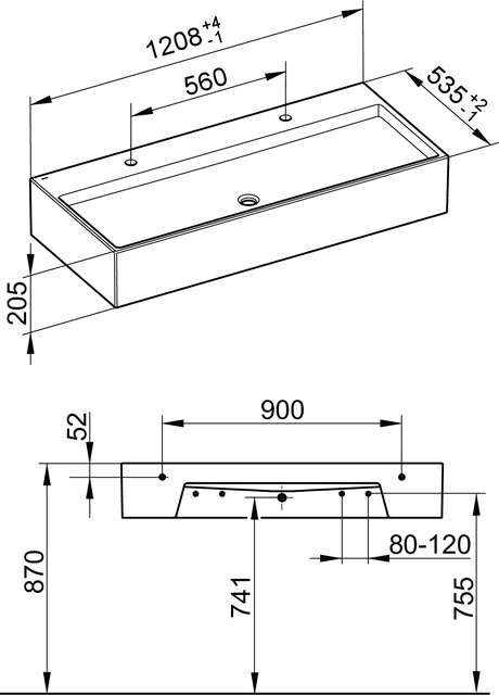 39081311202 Двойной умывальник из минерального литья KEUCO Edition 90 - Вид №3