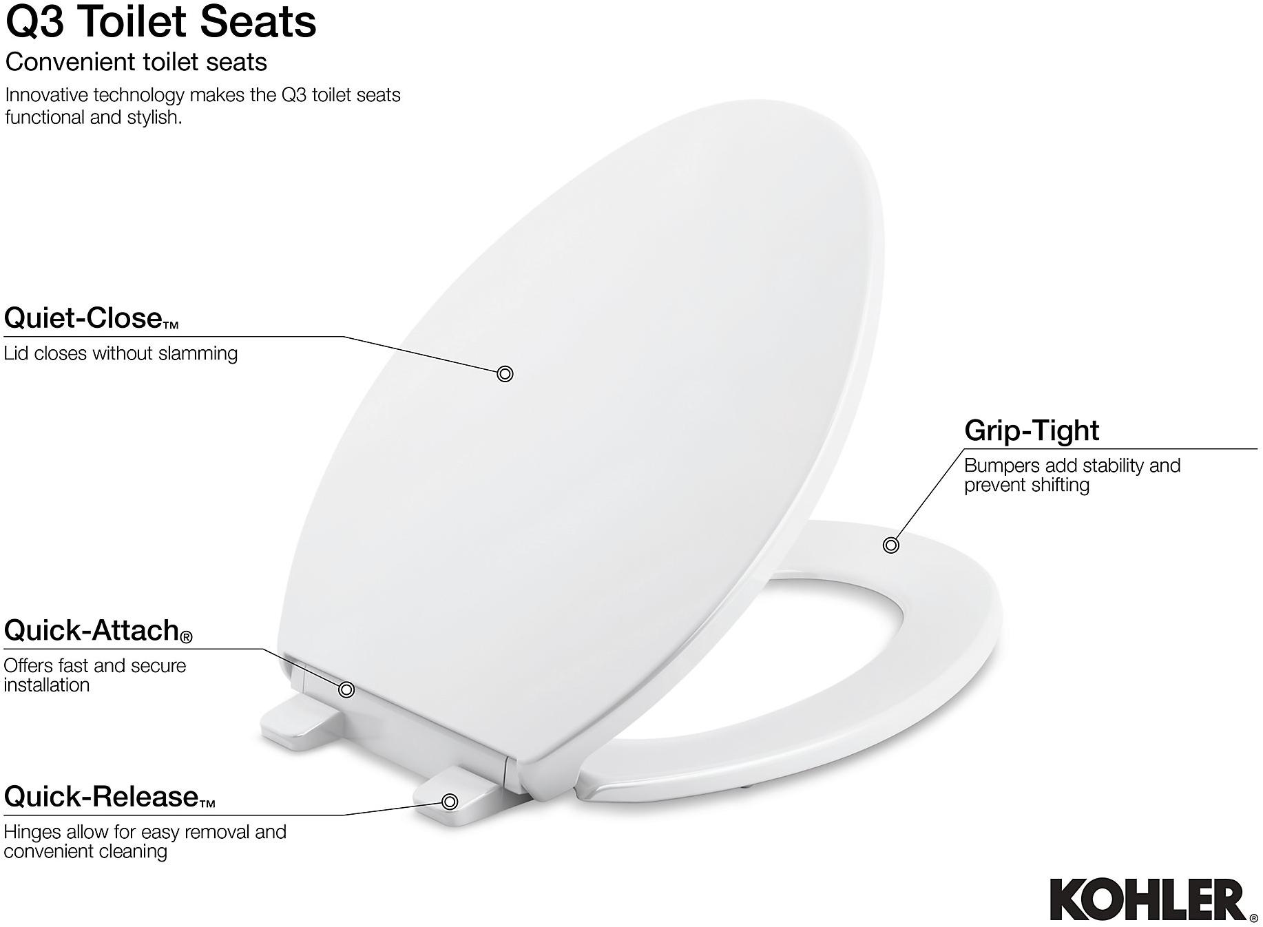 KOHLER Rutledge Quiet-Close  Удлиненное сиденье для унитаза K-4734-0  - Вид №6