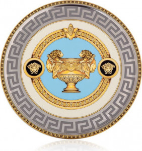 10582037 Rosenthal Versace Блюдо на ножке Rosenthal Versace Престиж Гала 21см, фарфор, голубое Фарфор