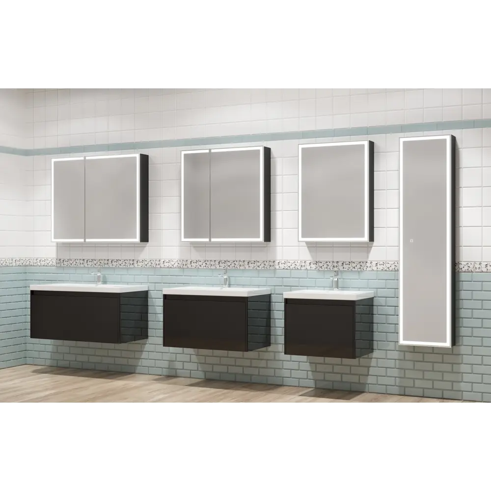 Шкаф зеркальный подвесной Montero Black LED с подсветкой 60x80 см цвет черный Santreyd STLM-2028496 - Вид №9