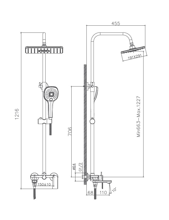 HB24505-8 Душевая система , белый Haiba  - Вид №2