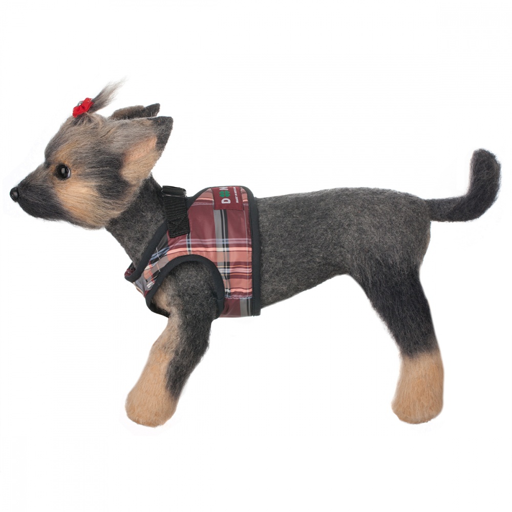 ПР0044648 Шлейка-жилет для собак Клетка бордо-1 13см Dogmoda 