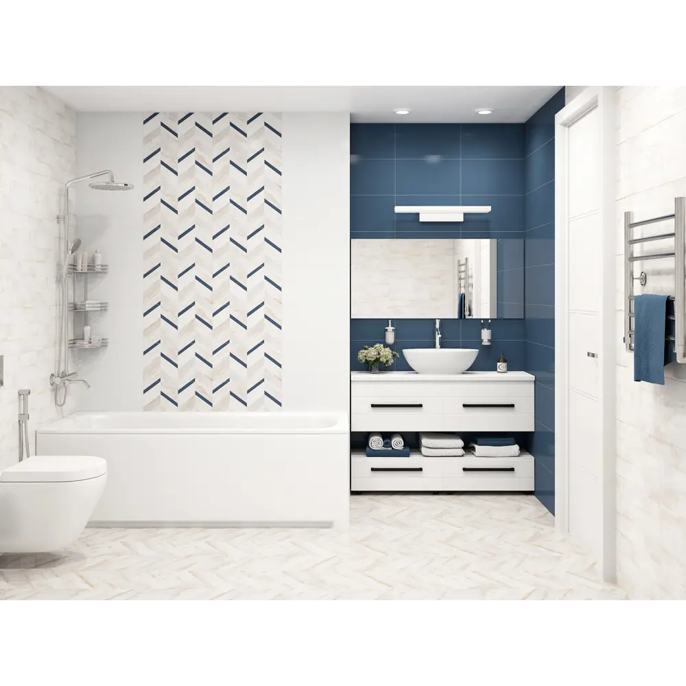 Плитка настенная LB Ceramics Блю Шеврон 25x45 см 1.46 м² матовая цвет бежевый STLM-2134670 - Вид №4