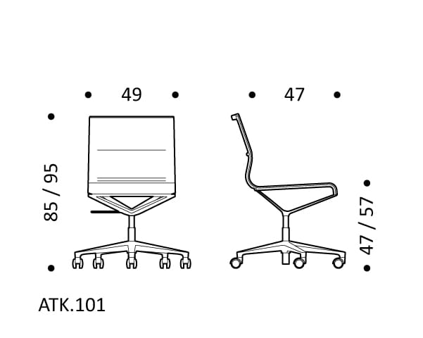 5 спиц подлокотник ткань поворотный операционный стул офис ICF Stick Chair ARCH-00098500 - Вид №10