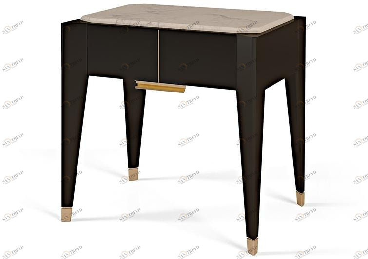 Bellotti Ezio Лаковая прикроватная тумбочка с ящиком и столешницей из каррарского мрамора Park avenue 2017-38