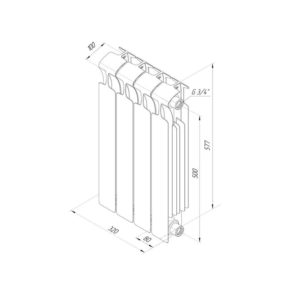 Радиатор секционный Rifar Monolit M50004RAL3011 500/100 4 секции боковое подключение биметалл бордо 82560848 STLM-2185312 - Вид №5