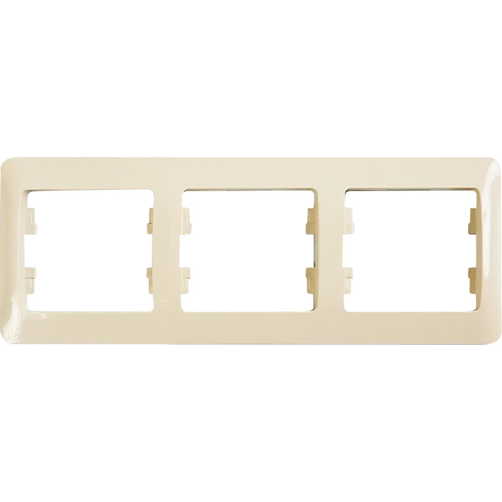 Рамка Schneider Electric Glossa для розеток и выключателей на 3 поста в бежевом цвете 86710227 STLM-0070831