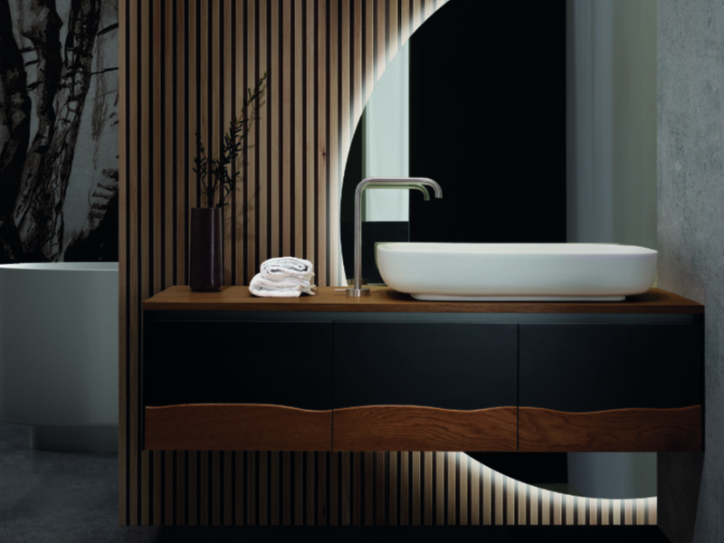 C375M4L70.101NC Тумба подвесная с 4 выдвижными ящиками 70 см A. e T. Italia TRACE Белый матовый - орех Каналетто Италия AeT ITALIA - Вид №2