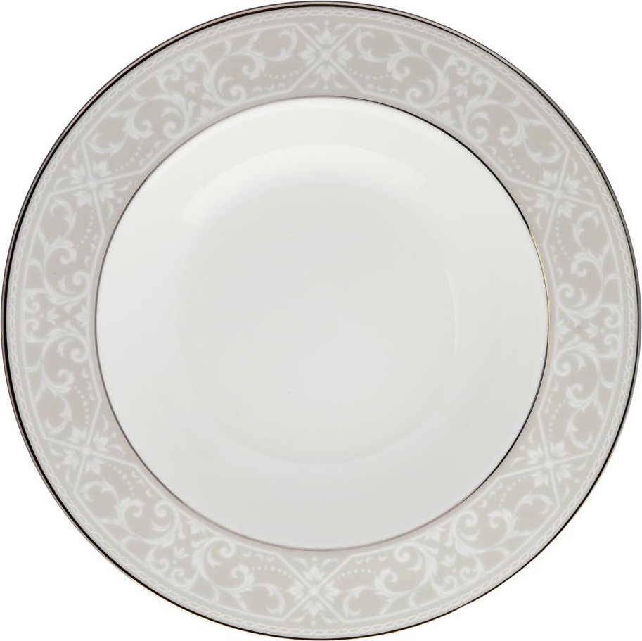 54824 Noritake Тарелка суповая Noritake "Монтвейл, платиновый кант" 21см Фарфор костяной 