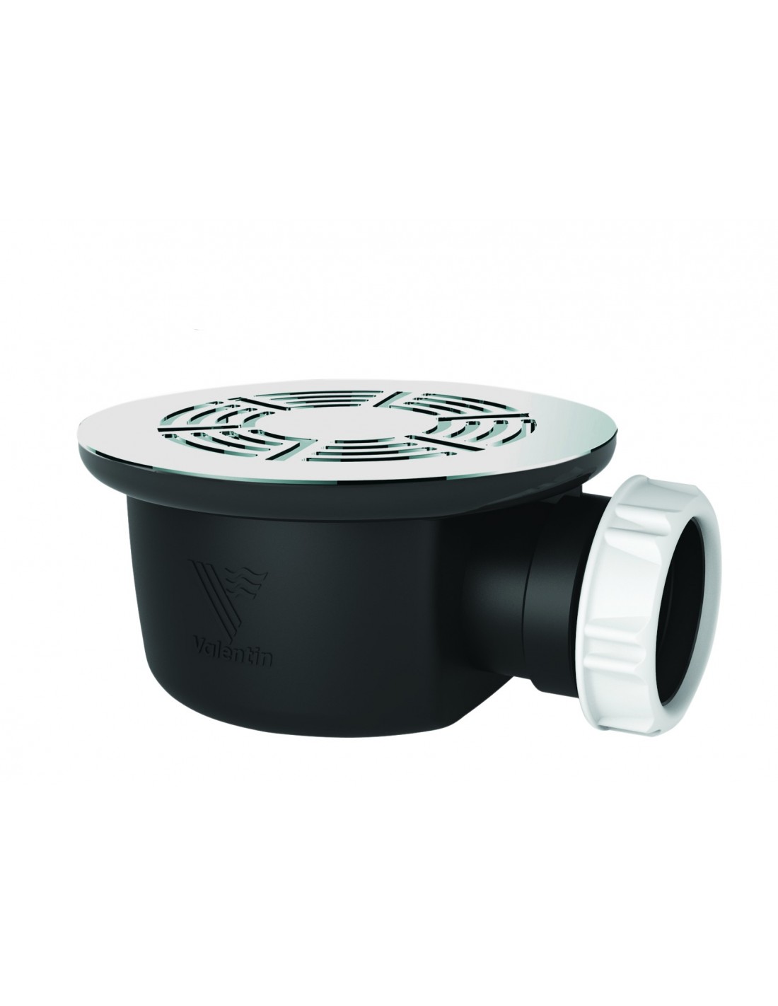 572100 000 00  Минимальный слив для душевого поддона Д. 90 мм, очень плоский, дизайнерская решетка, H 60 мм, нержавеющая сталь Valentin Хром 