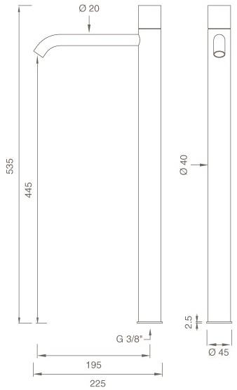 Ceadesign Смеситель для раковины, однорычажный, настольный, из нержавеющей стали Giotto plus Gio 66 - Вид №1