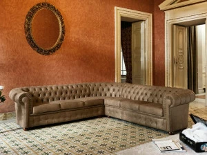 Domingo Salotti Стеганый угловой диван из кожи Ottocento