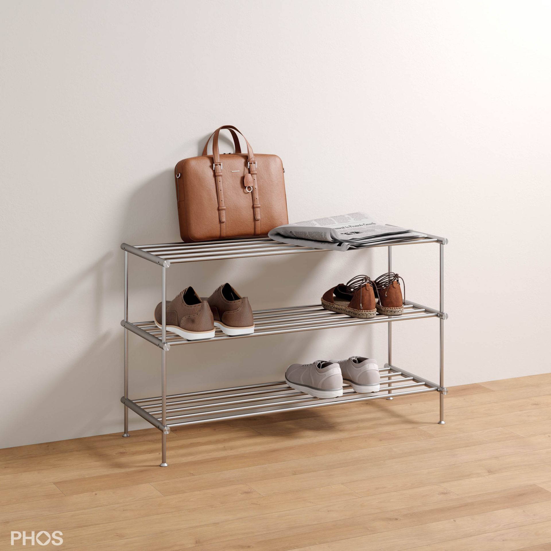 SR500-3 Полка для обуви узкая и высокая, 3 уровня, ширина 50 см. PHOS  - Вид №4