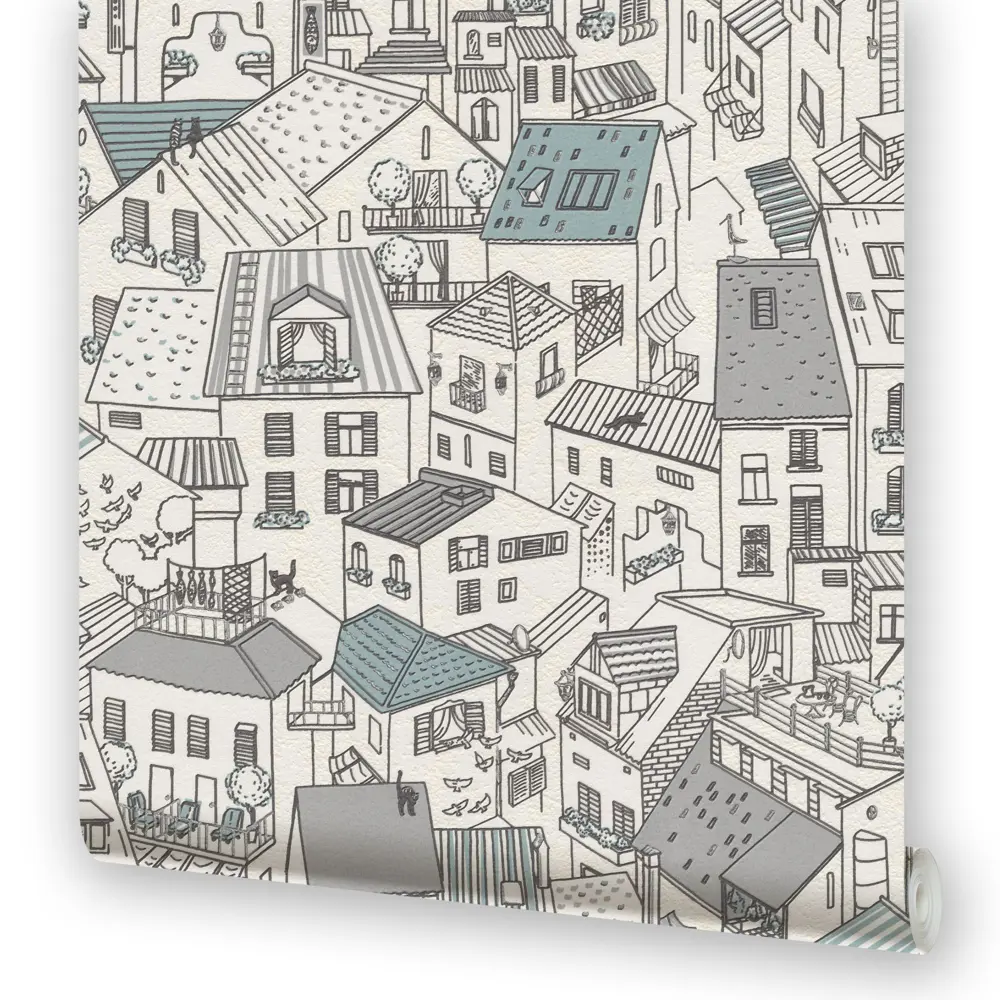 Обои виниловые для детской Крыши 0.53х10.05 м цвет бело-серый МОФ 1256-2 МОСКОВСКАЯ ОБОЙНАЯ ФАБРИКА STLM-2125090