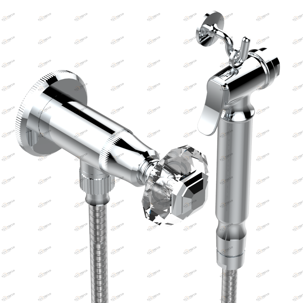 A59-5840/8 Душ гигиенический: вентиль, 1.25 м шланг, крючок, вывод для душа и лейка с клапаном (возможны только следующие покрытия A02, B01,C01, D03, E02, F01, G01,G02) Thg-paris Tradition cristal Хром A59 5840/8 A02 CAT.A