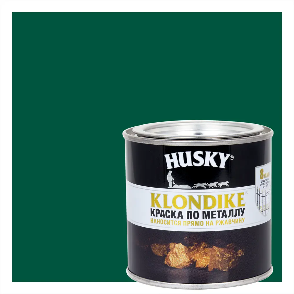 Антикоррозионная краска Husky Klondike для металла темно-зеленая глянцевая 0,25 л 84391770