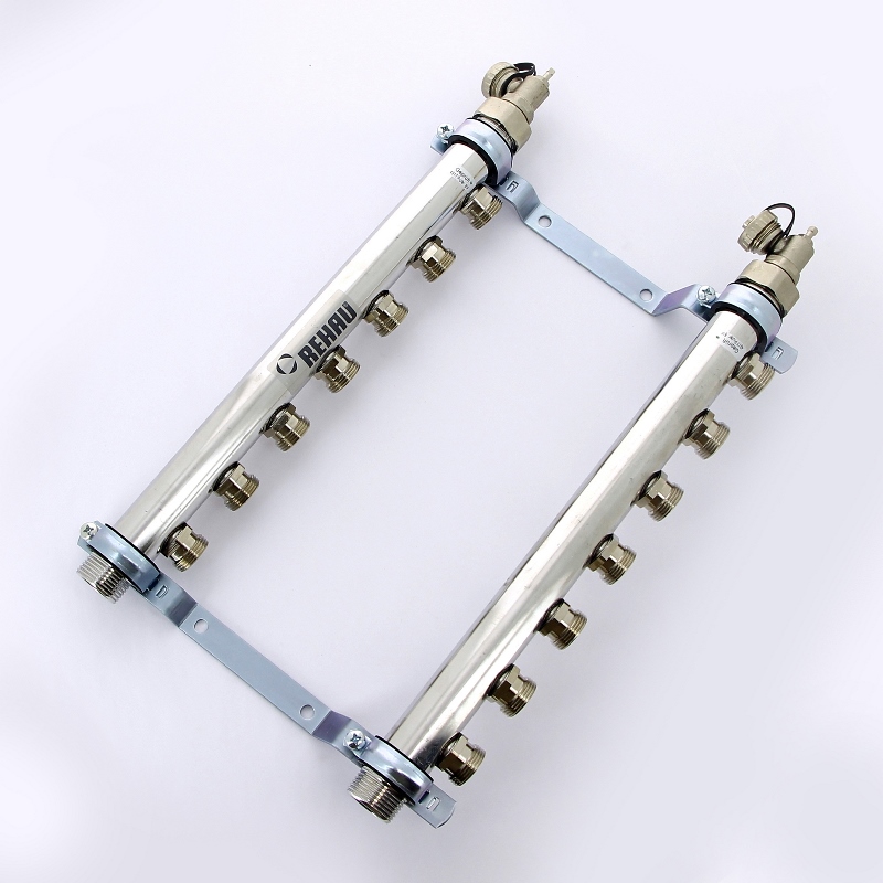 Коллекторная группа из нержавеющей стали с воздухоотводчиком REHAU 1"х3/4" 7 вых HLV 110209 - Вид №2