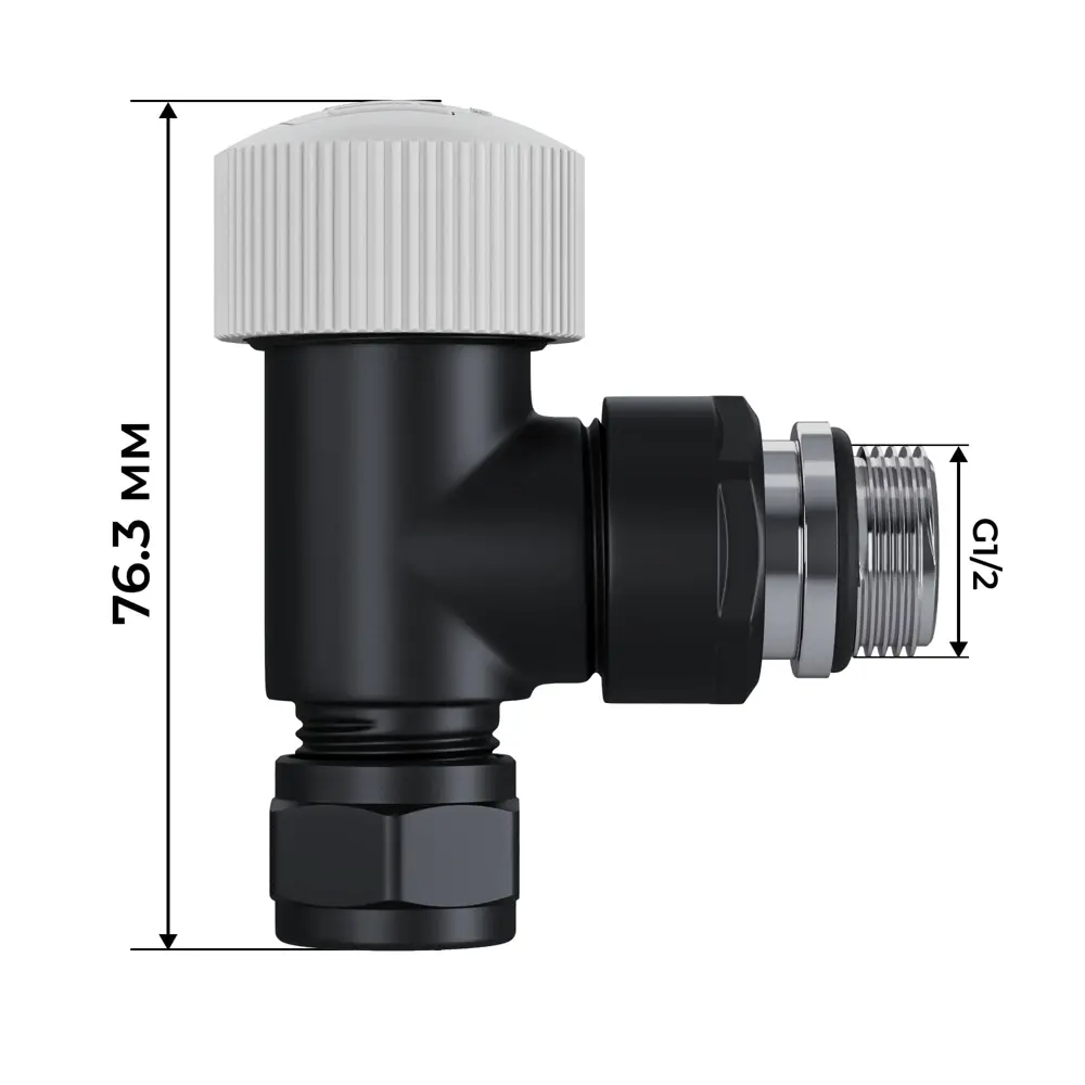 Термостатический комплект для радиатора угловой Royal Thermo Design Pro 1/2" латунь цвет черный 89423312 STLM-2102943  - Вид №3