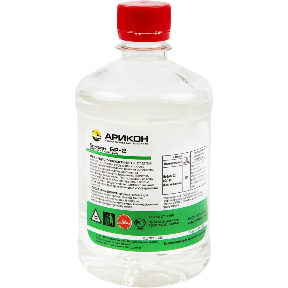 Растворитель АРИКОН Нефрас БР-2 Галоша 0.5 л для ЛКМ и обезжиривания 15609513 STLM-0006120 - Вид №1