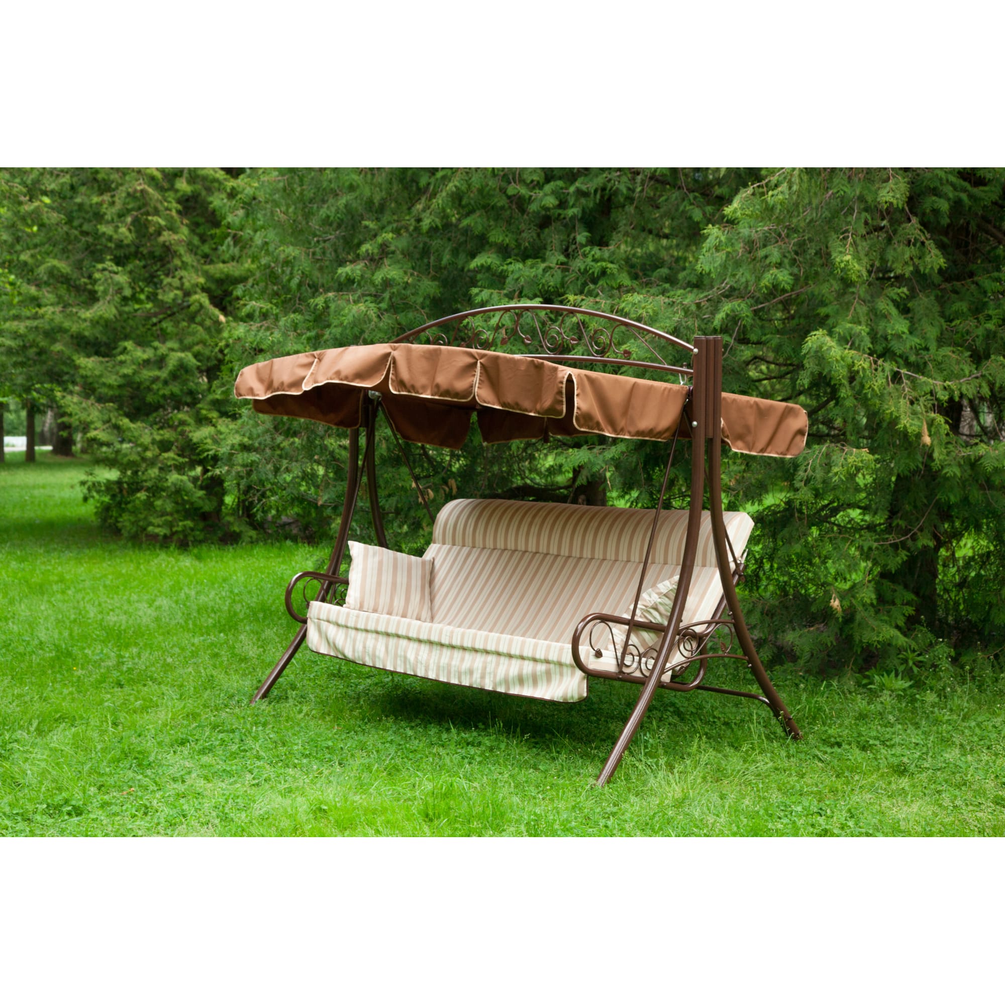 82492359 Качели садовые Элит 3-х местные (до 280 кг) темно-коричневый/ бежевый Santreyd  - Вид №4