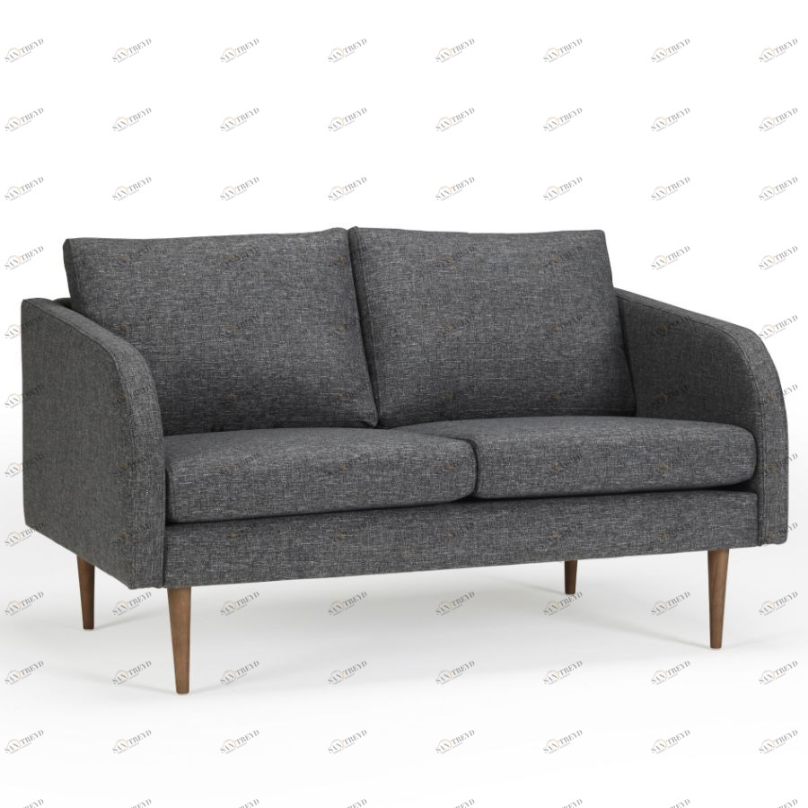 Диван двухместный Hugo с ножками из дуба/грецкого ореха, темно-серый Kragelund 37002248248