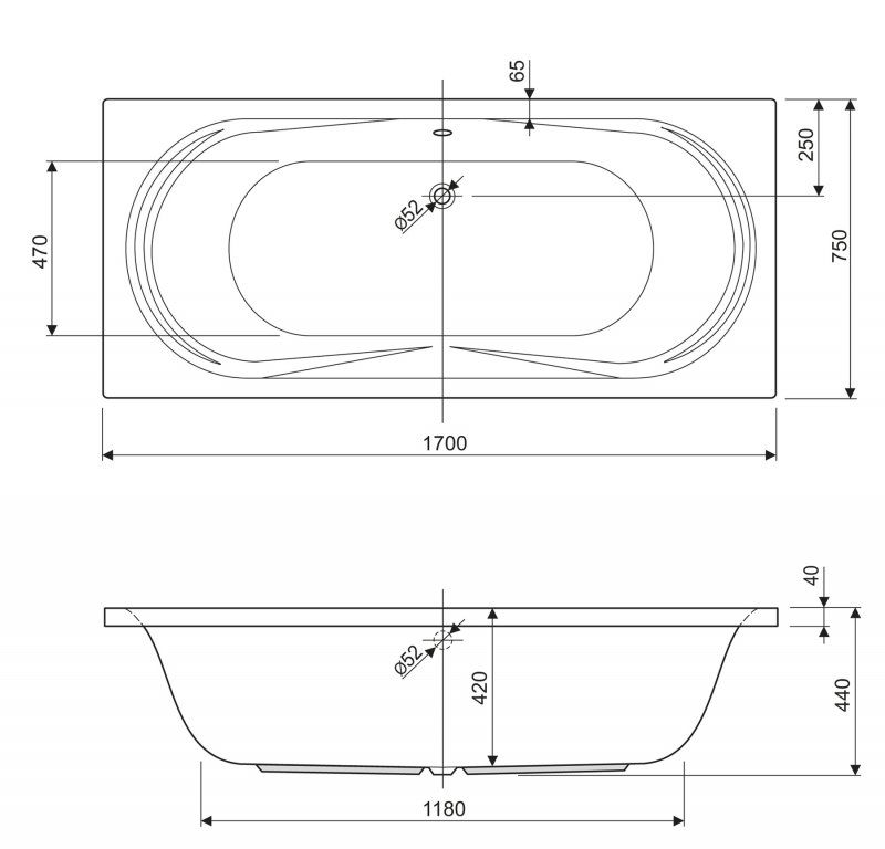 Акриловая ванна CEZARES AMALFI-170-75-45  - Вид №2