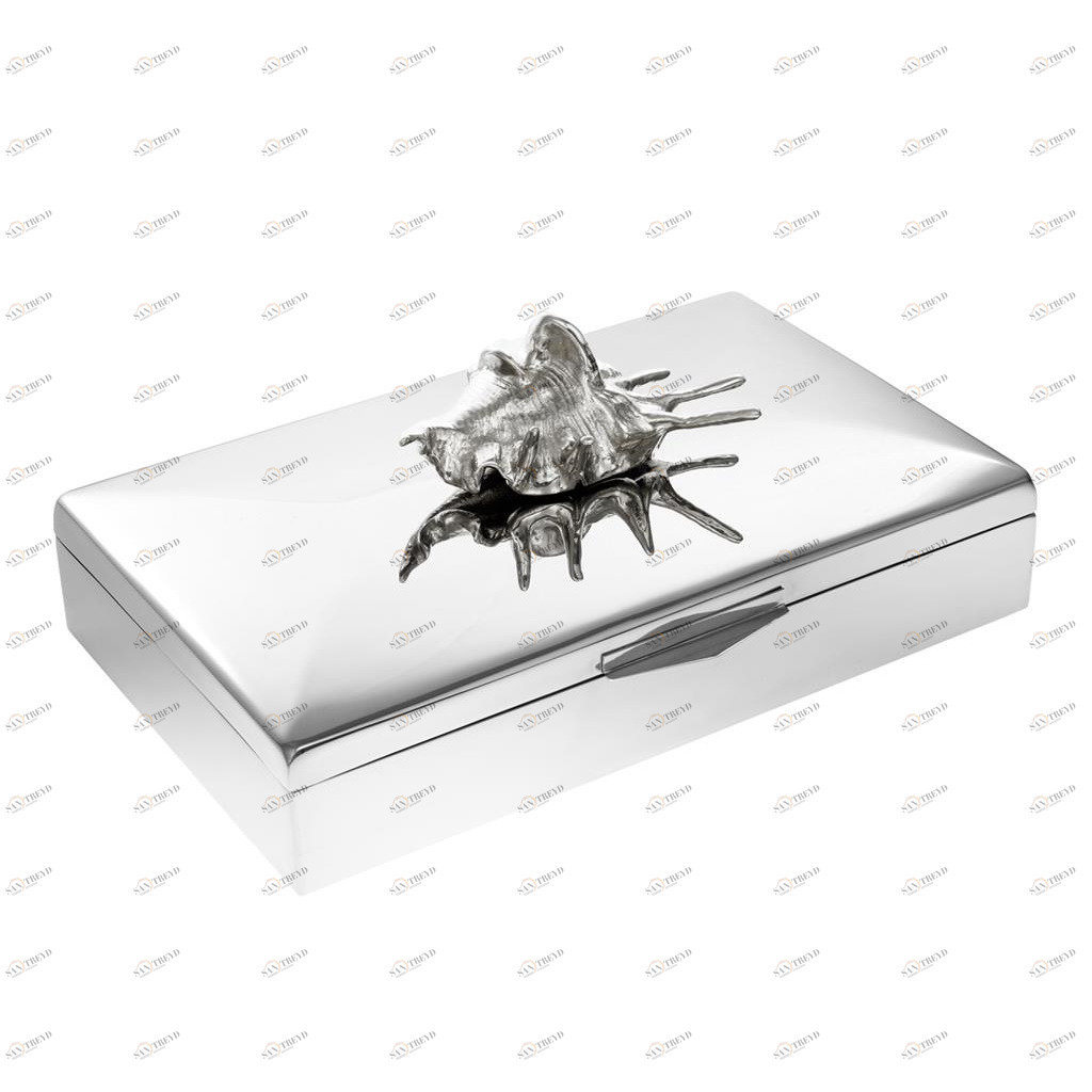 Шкатулка стальная 22з33 см серебряная Box Rectangular Aloha EICHHOLTZ  00-3882482 Серебро 