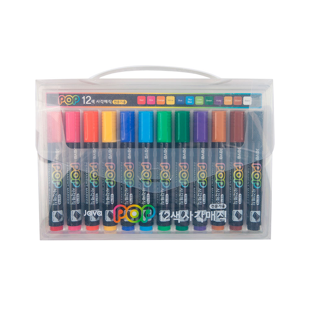18.001K Набор маркеров POP Colors 6 мм 12 цв. перо скошенное Java 