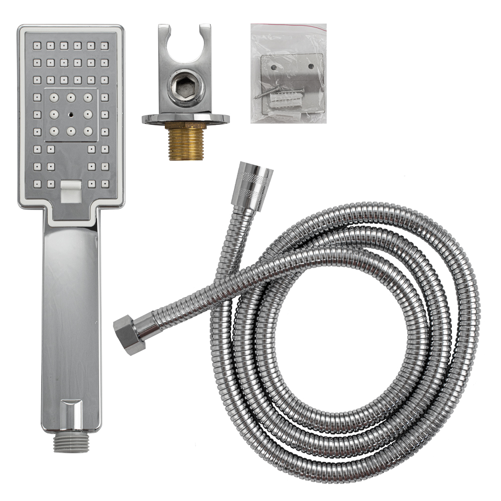 GFmark - Душевая панель РАЗБОРНАЯ - "тропический душ" с двумя лейками, корпус МАТОВАЯ нержавеющая сталь марки 304, код: 5509  - Вид №9