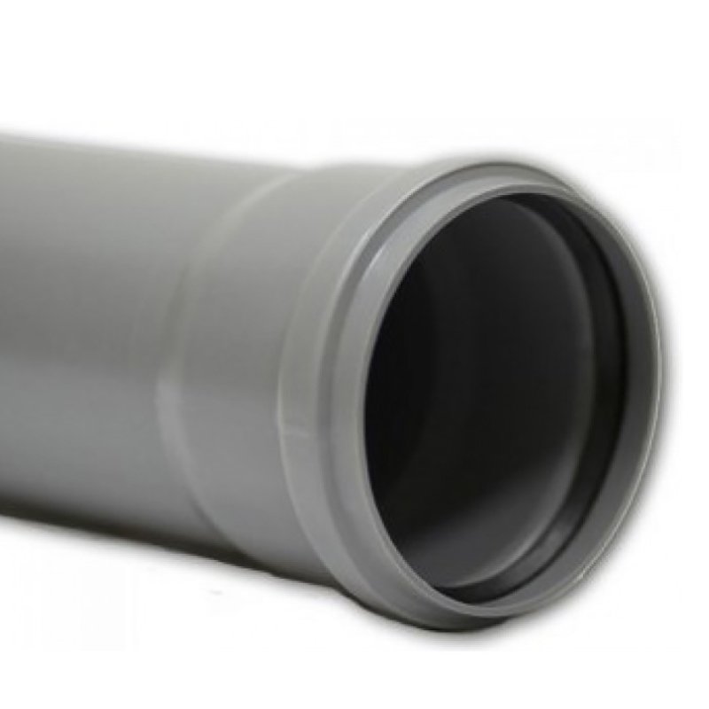 Канализационная труба 40 х 250 Sinikon с раструбом (серая) 500023 - Вид №1