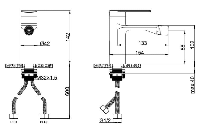 Смеситель для биде с одной ручкой Lablù Braies ARCH-00041089 - Вид №1