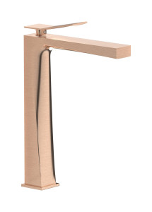 Высокий смеситель для раковины на 1 отверстие в комплекте с донным клапаном WE ARE IB wa320mb_22 Brushed Rose Gold Wave