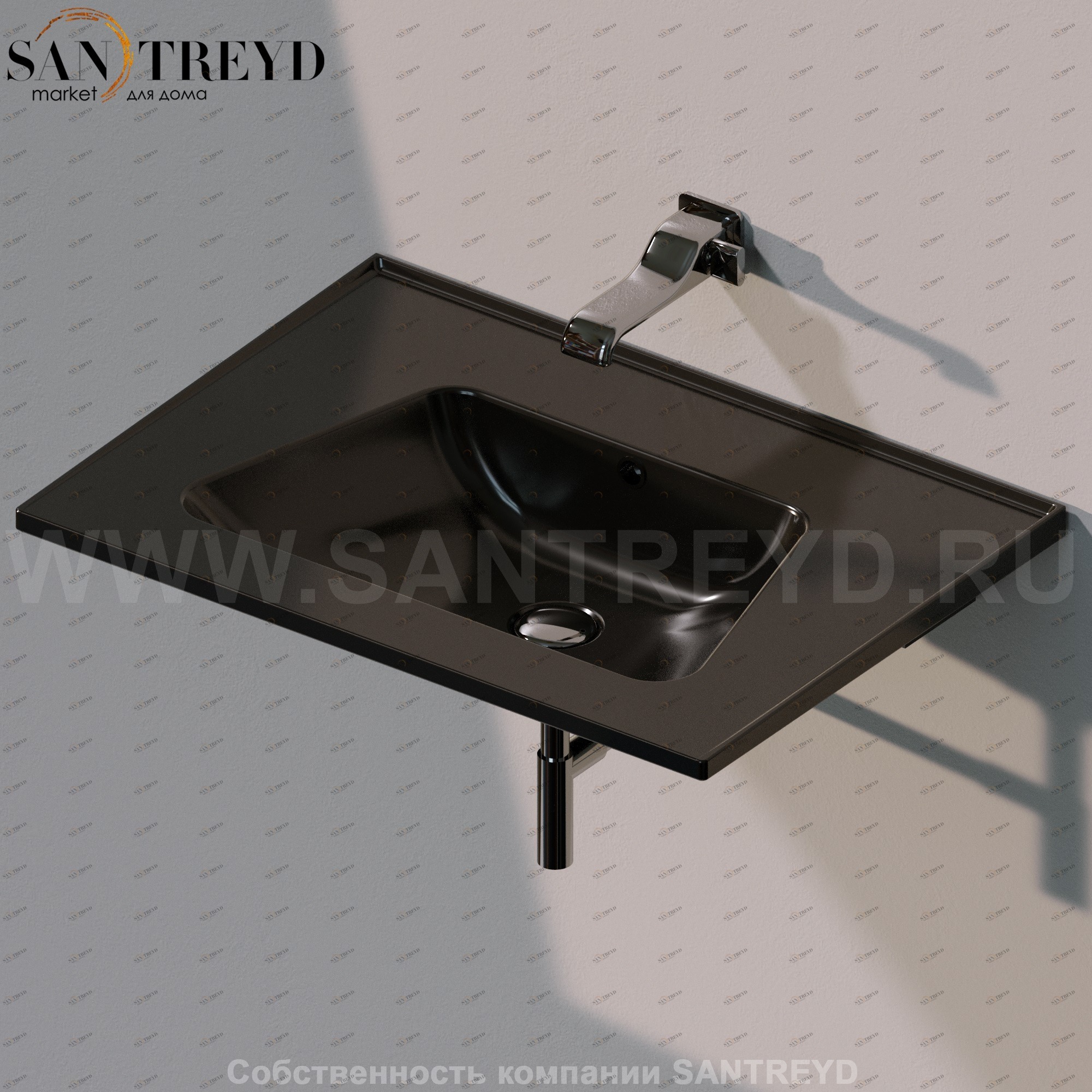 BM70L9017 Подвесная раковина настенная прямоугольная Ceramica Flaminia Bloom черная