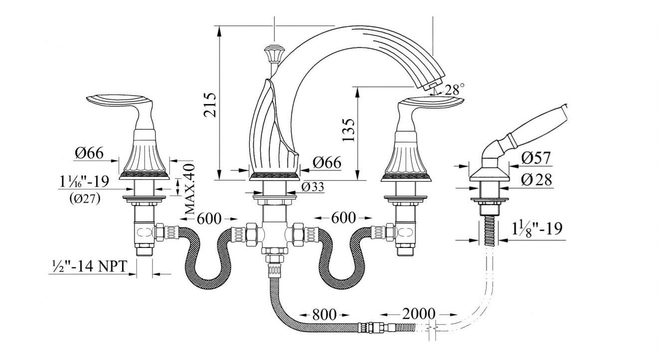 Bronces Mestre Комплект для ванны на 4 отверстия Adriatica sun-id-1469150 - Вид №2