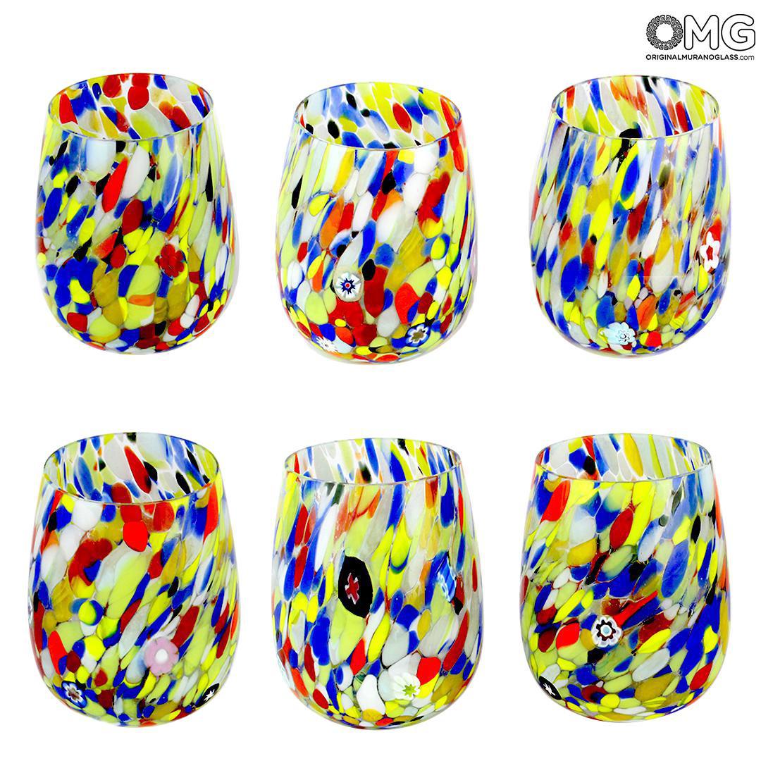 2939 ORIGINALMURANOGLASS Набор из 6 стаканов - карнавал - Original Murano Glass OMG 7 см  - Вид №1