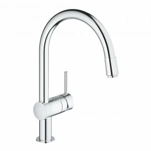 Смеситель для кухни GROHE Minta с выдвижным C-изливом и ограничением расхода воды, хром (3291800E)