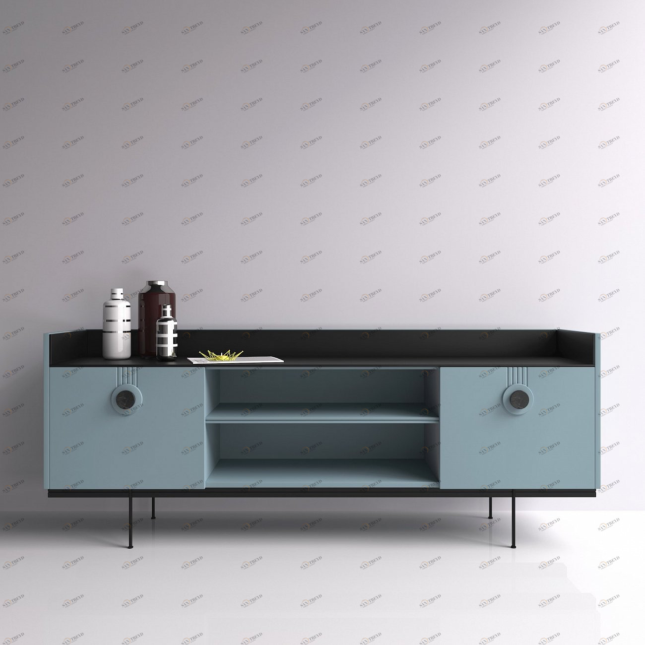 Тумба под телевизор черно-голубая Lago BRAGIN DESIGN LIVING 00-3974645 Голубой;черный