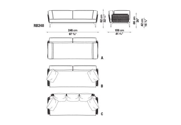 Ткань сад диван с полуостровом B&B Italia Outdoor смородина ARCH-00037375 - Вид №19