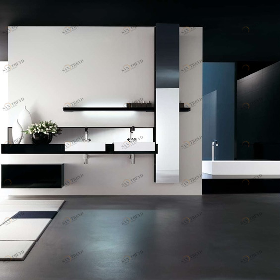 Комбинация ванной комнаты KU 53 в отделке Ska MillTek / G87 Nero / L68 Nero lucido MILLDUE KUBIK KUBIK53