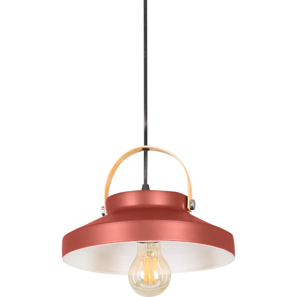 Подвесной светильник Toplight Wendi, 1 лампа, 7 м², цвет красный/дерево 82672378 STLM-2069607  - Вид №1