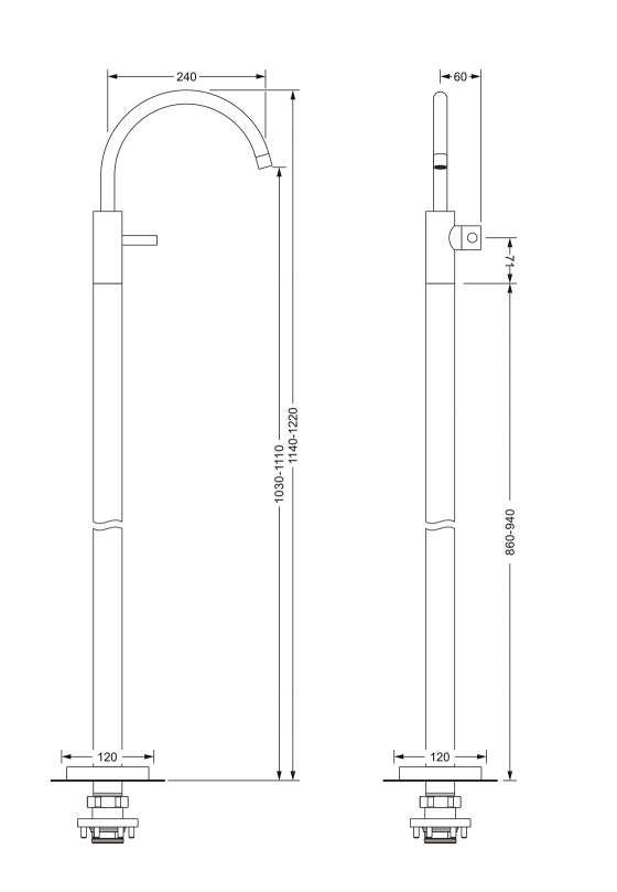 Смеситель для раковины однорычажный, напольный монтаж JOERGER Charleston Square 634.10.854.000 - Вид №1