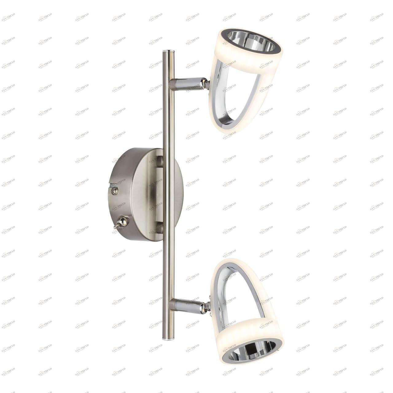 Светодиодный спот серебристый матовый с 2 плафонами Globo Rodrik 56006-2 GLOBO RODRIK 00-3926559 Никель Ceramica Globo 