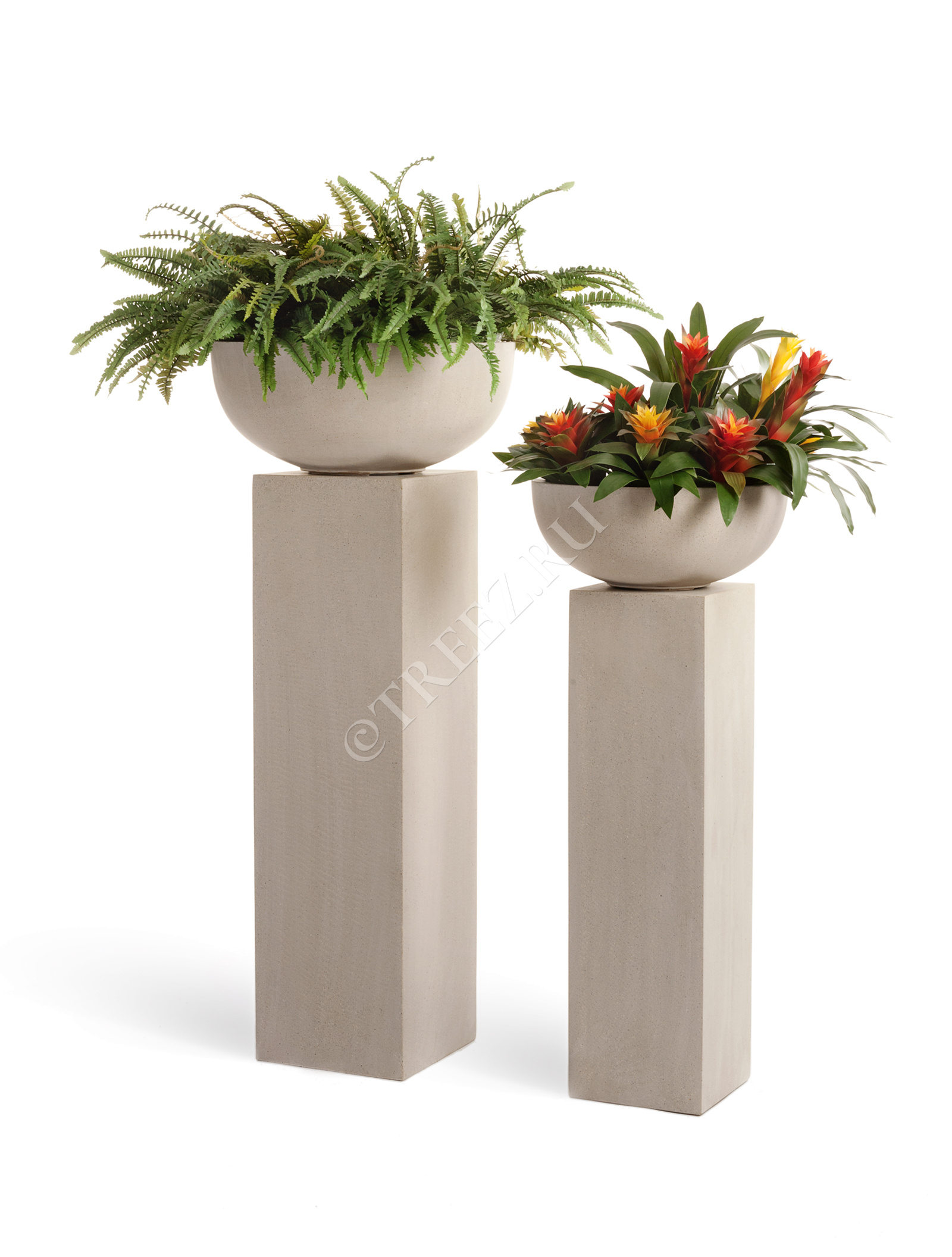 41.3317-02-006-BE-62 Кашпо  Effectory - серия Beton - Низкая чаша - Белый песок Цветочная коллекция  - Вид №5