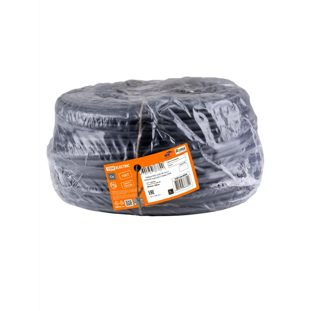 TDM ELECTRIC Кабель силовой ППГнг(А)-FRHF 3x1.5 мм² 100 м для промышленных объектов 89336252 STLM-1339245 - Вид №1