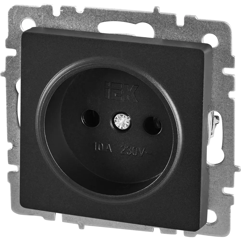 Розетка IEK Brite черная без заземления для скрытого монтажа 87761565 STLM-1437921 - Вид №1