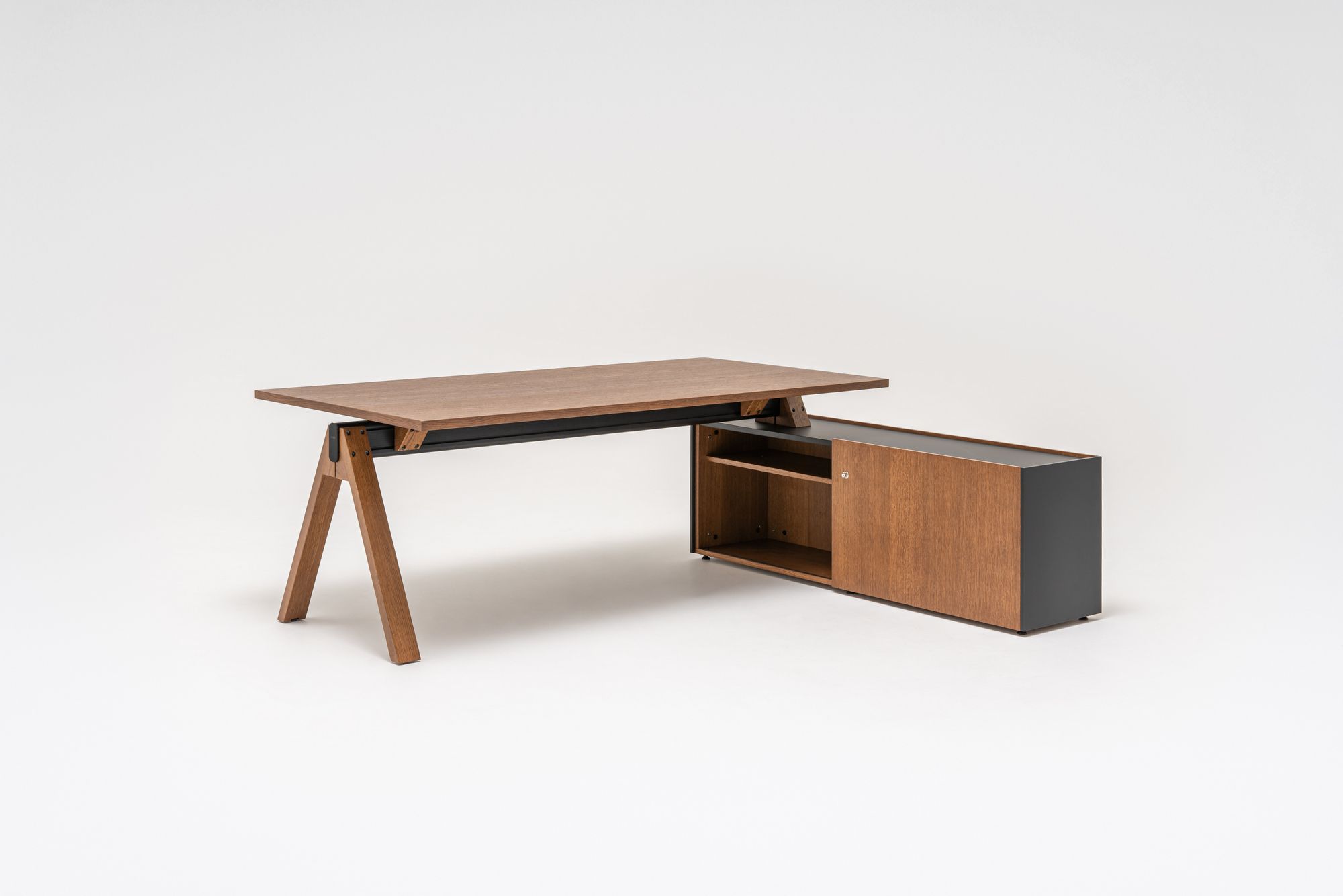 Деревянный угловой секционный стол со встроенной полкой MDD Viga ARCH-00080022 - Вид №12