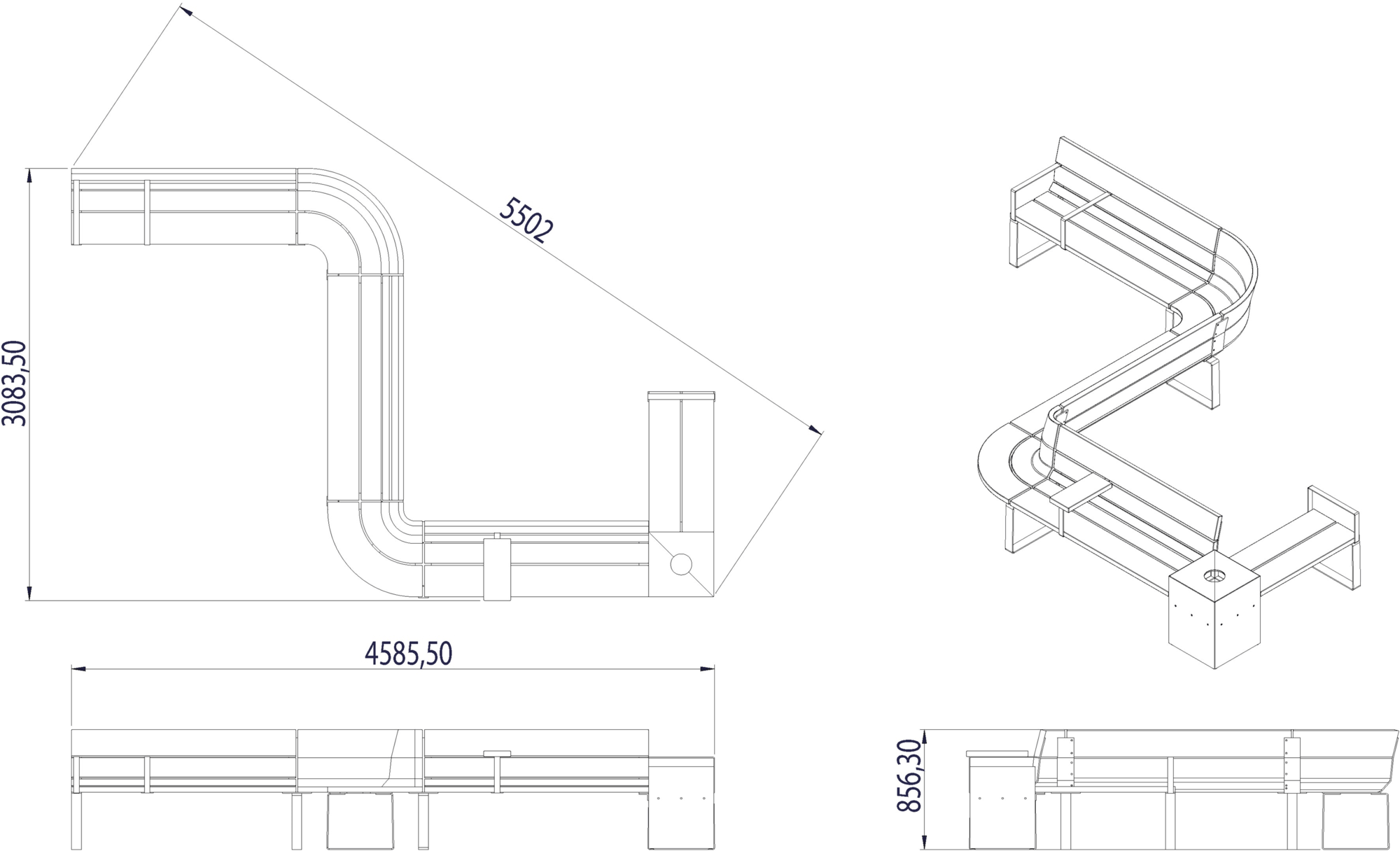 Nola Industrier Модульная скамья со спинкой sun-id-1394034 - Вид №15