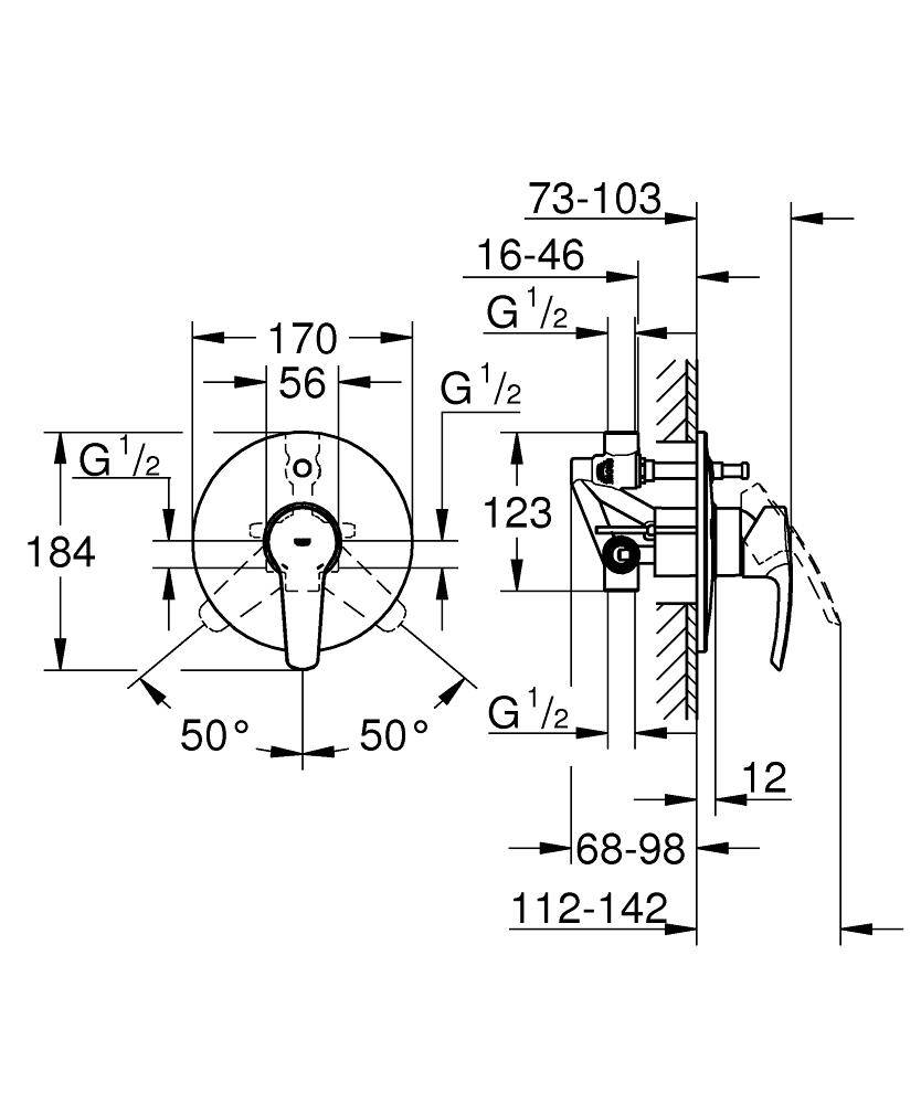33637001 Смеситель для ванны Grohe Eurostyle хром - Вид №1